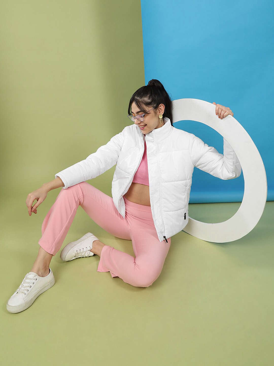 Women's High Neck Curved Jacket