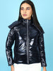 Women's Metallic Jacket With Detachable Hood