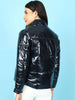 Women's Metallic Jacket With Detachable Hood
