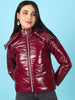 Women's Metallic Jacket With Detachable Hood