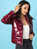 Women's Metallic Jacket With Detachable Hood