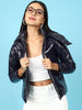 Women's Metallic Jacket With Detachable Hood