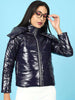 Women's Metallic Jacket With Detachable Hood