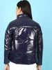 Women's Metallic Jacket With Detachable Hood