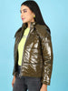 Women's Metallic Jacket With Detachable Hood