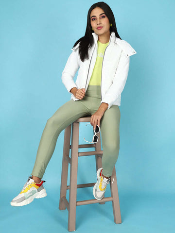 Women's Metallic Jacket With Detachable Hood