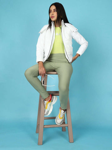 Women's Metallic Jacket With Detachable Hood