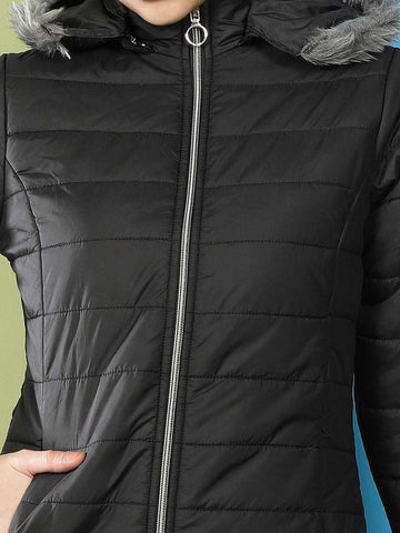 Women's Basic Parka With Fur Insert At Hood