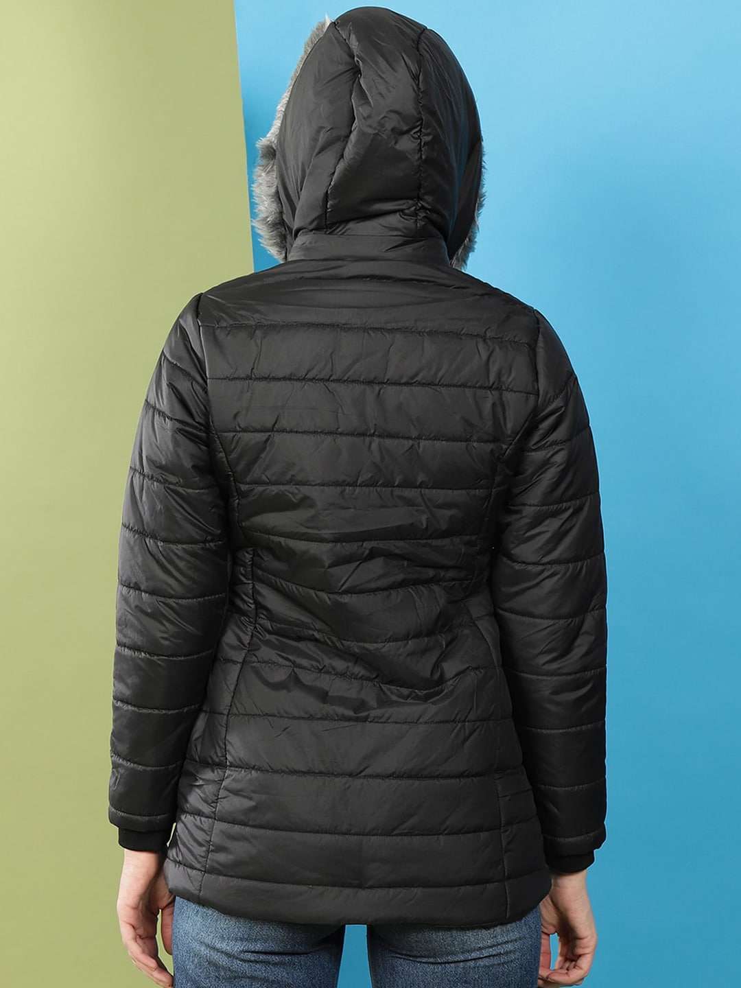 Women's Basic Parka With Fur Insert At Hood