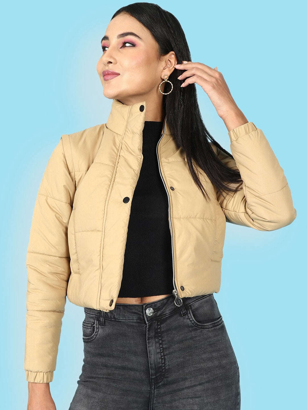 Women's Detachable Sleeve Crop Jacket