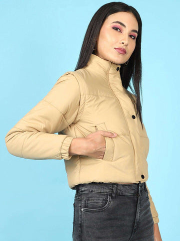 Women's Detachable Sleeve Crop Jacket