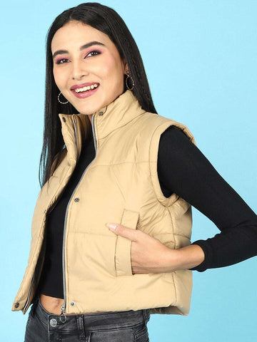 Women's Detachable Sleeve Crop Jacket