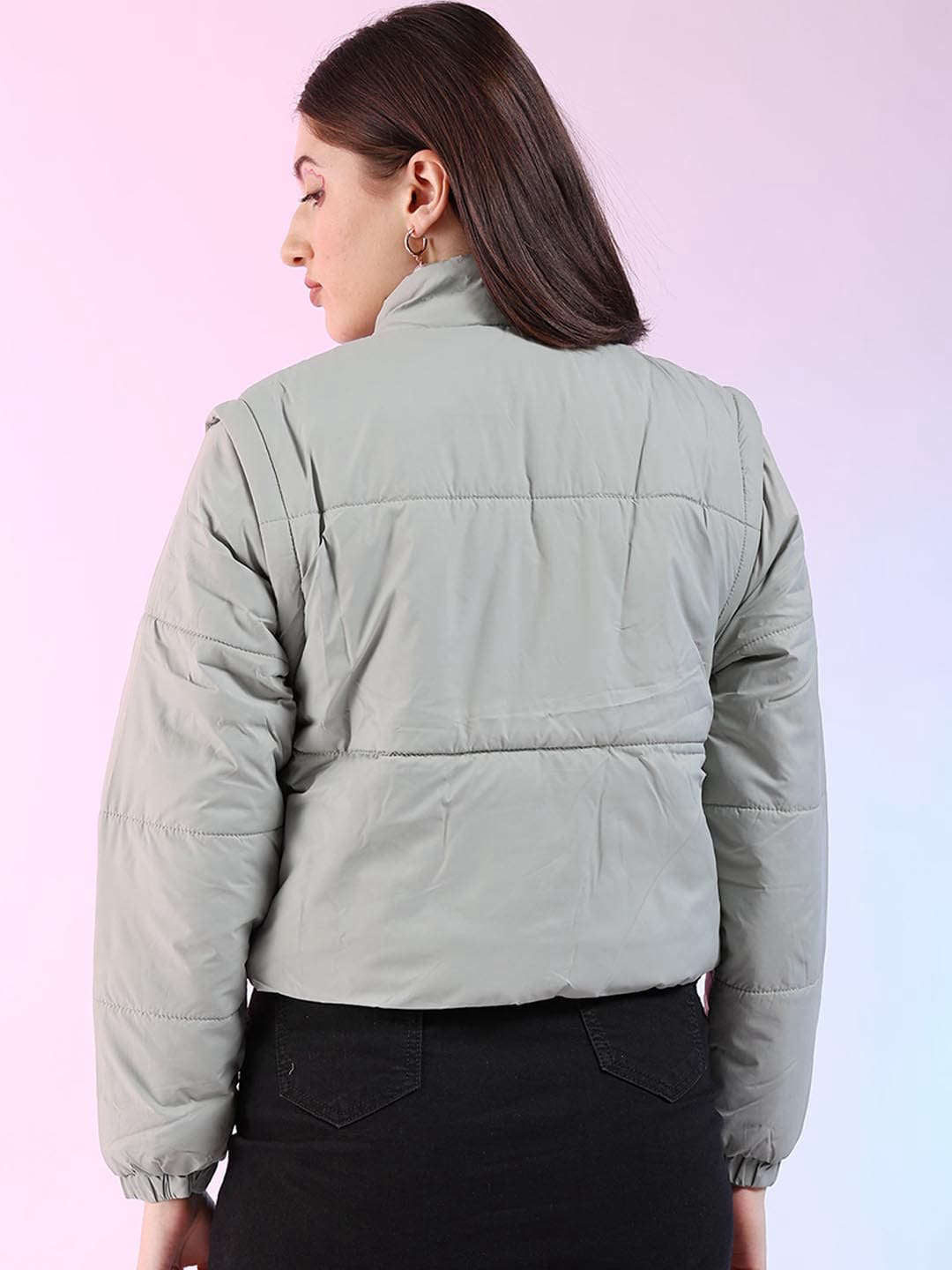 Women's Detachable Sleeve Crop Jacket