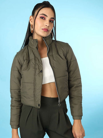 Women's Detachable Sleeve Crop Jacket