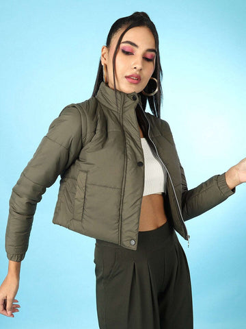Women's Detachable Sleeve Crop Jacket