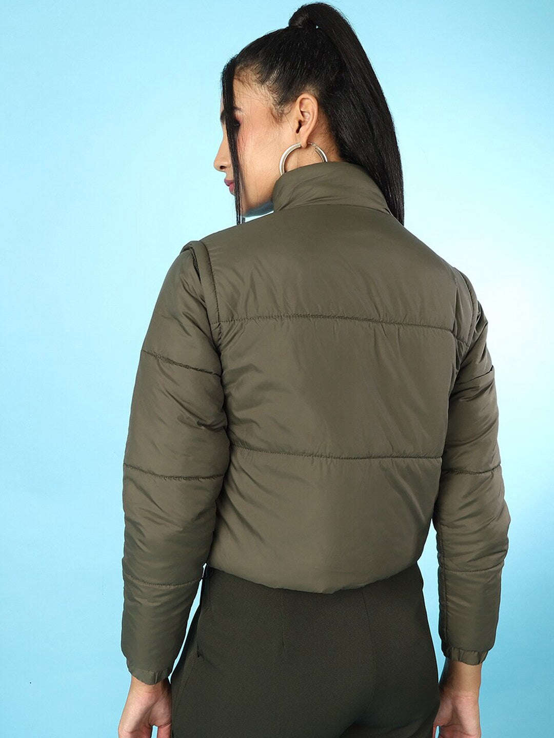 Women's Detachable Sleeve Crop Jacket