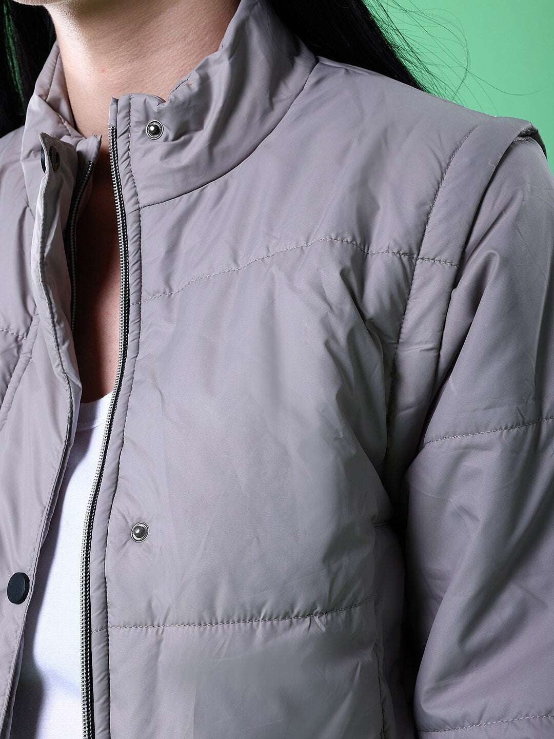 Women's Detachable Sleeve Crop Jacket