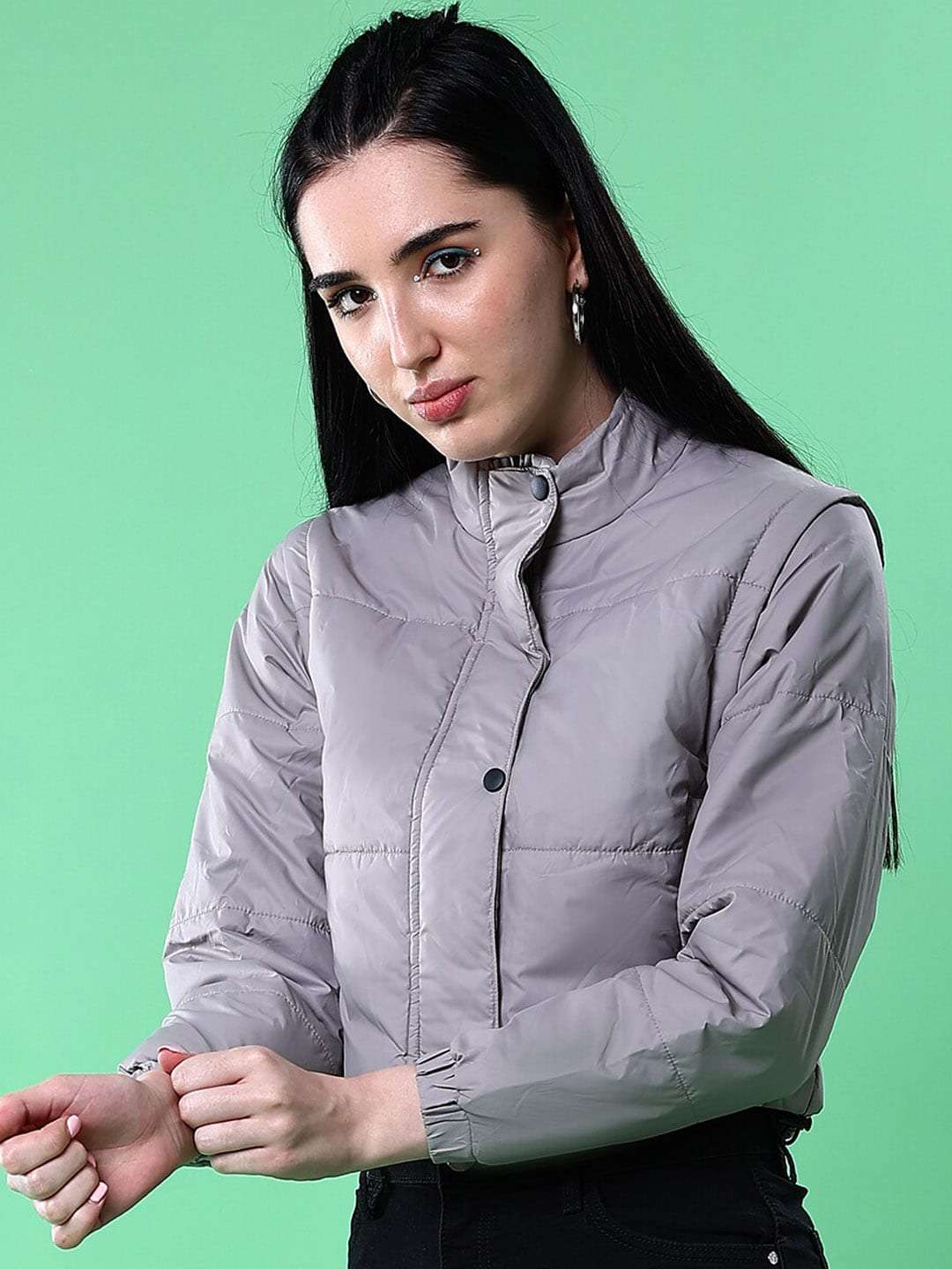 Women's Detachable Sleeve Crop Jacket