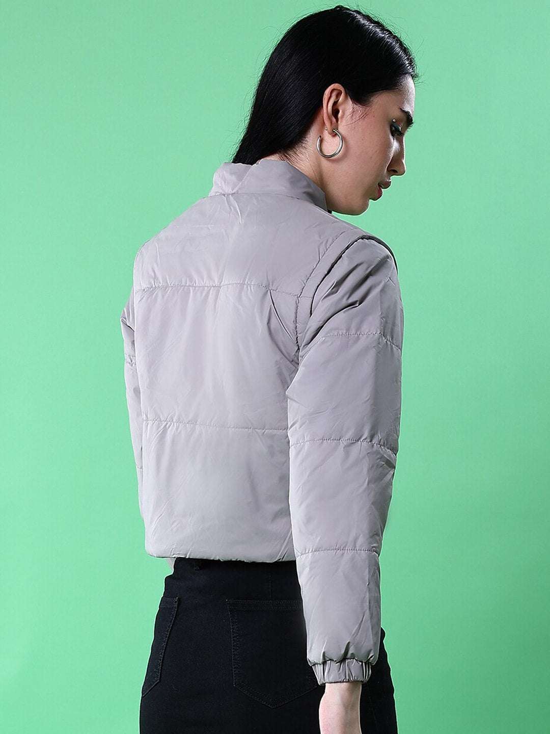 Women's Detachable Sleeve Crop Jacket