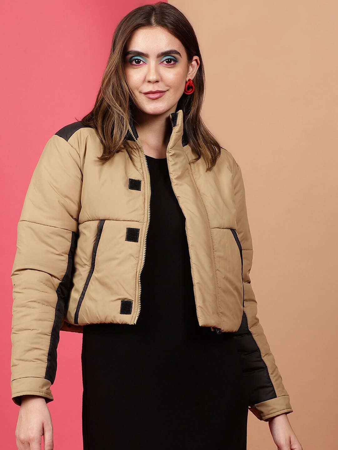 Women's Colorblock High Neck Jacket