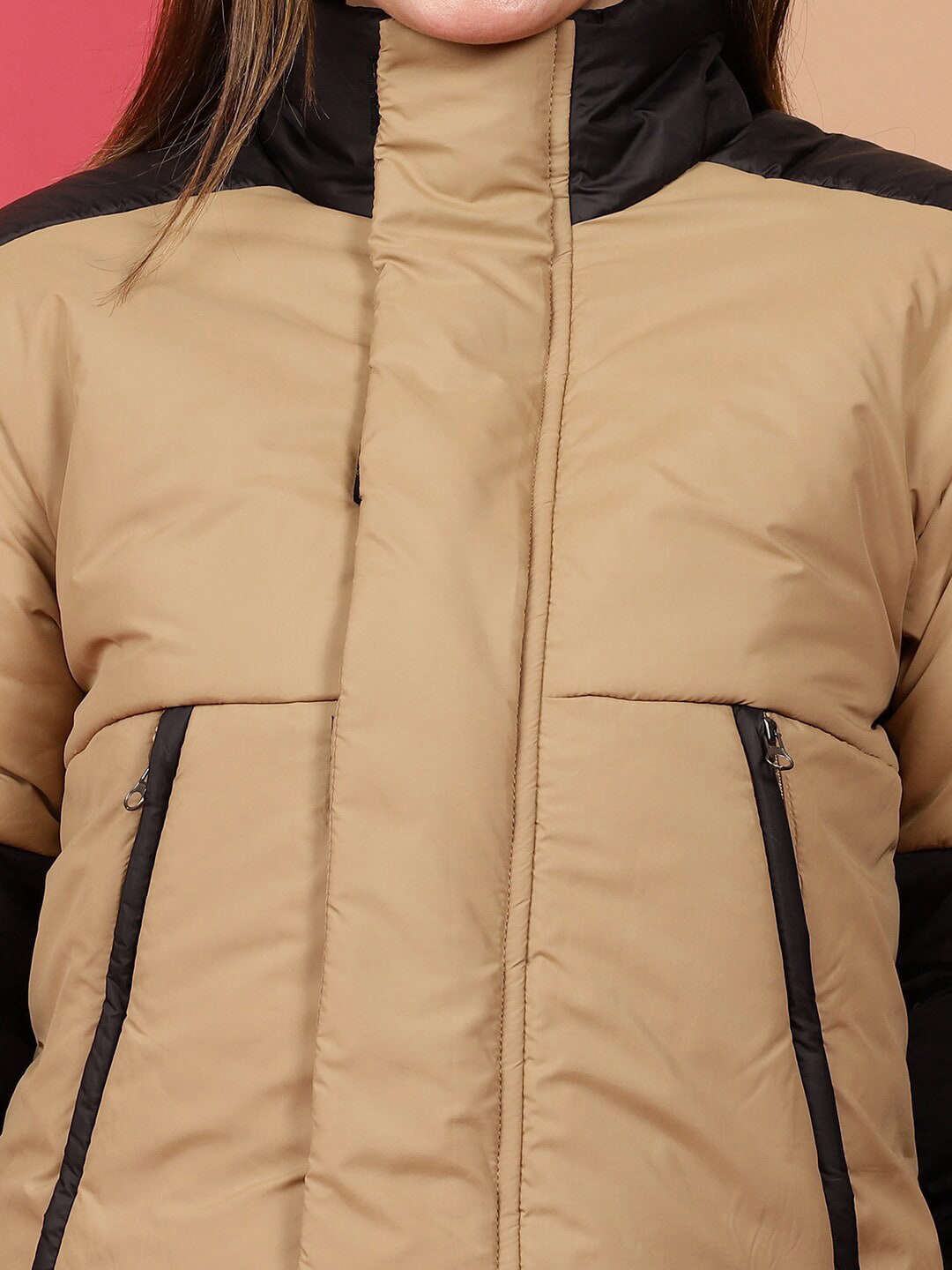 Women's Colorblock High Neck Jacket