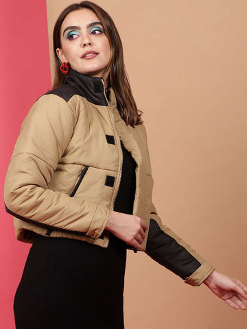 Women's Colorblock High Neck Jacket