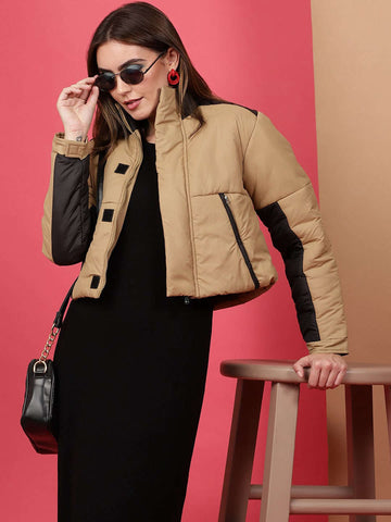 Women's Colorblock High Neck Jacket