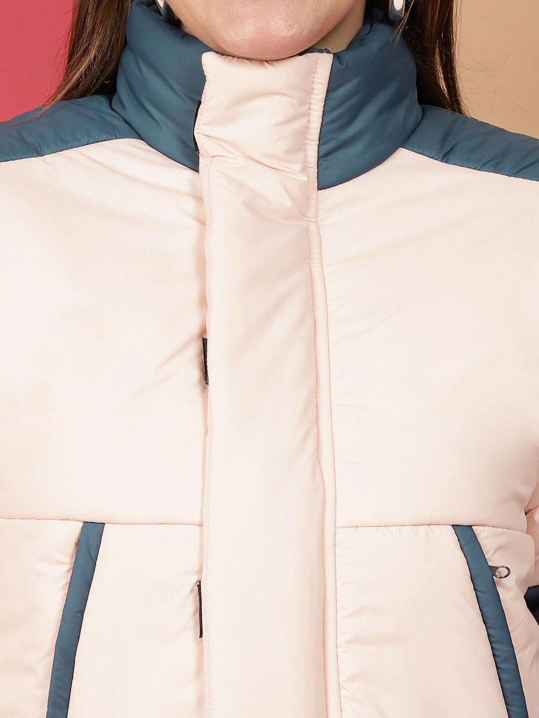 Women's Colorblock High Neck Jacket