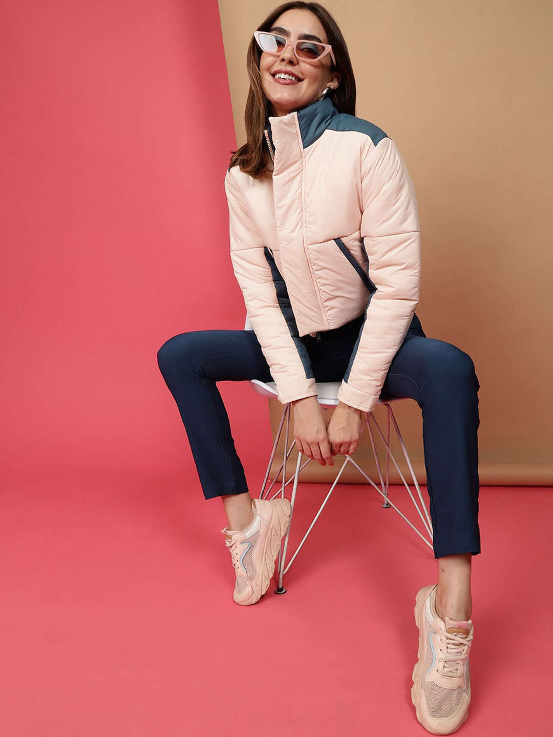 Women's Colorblock High Neck Jacket