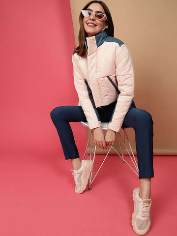 Women's Colorblock High Neck Jacket