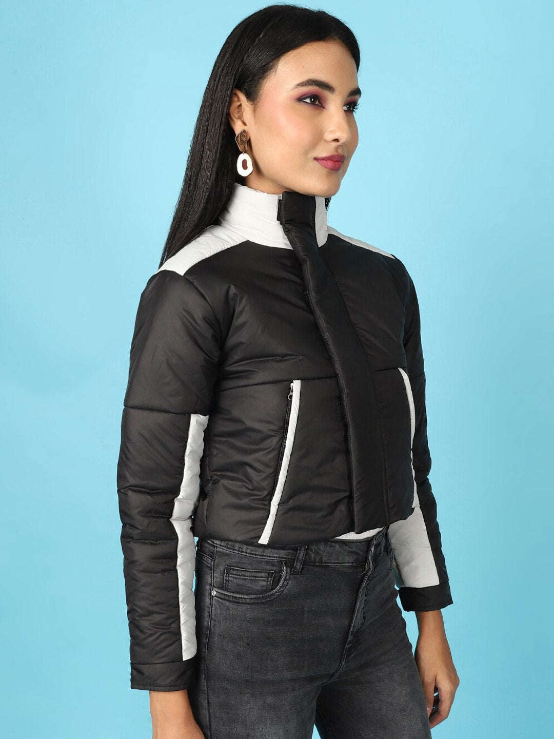 Women's Colorblock High Neck Jacket