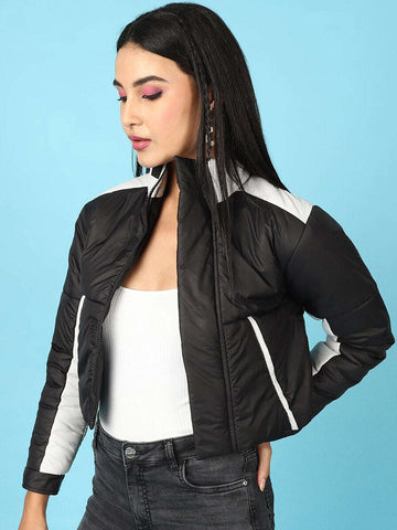 Women's Colorblock High Neck Jacket