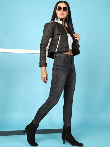 Women's Colorblock High Neck Jacket