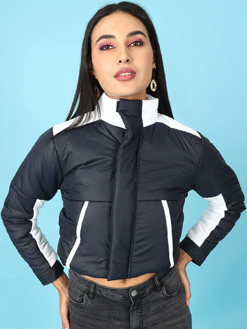 Women's Colorblock High Neck Jacket