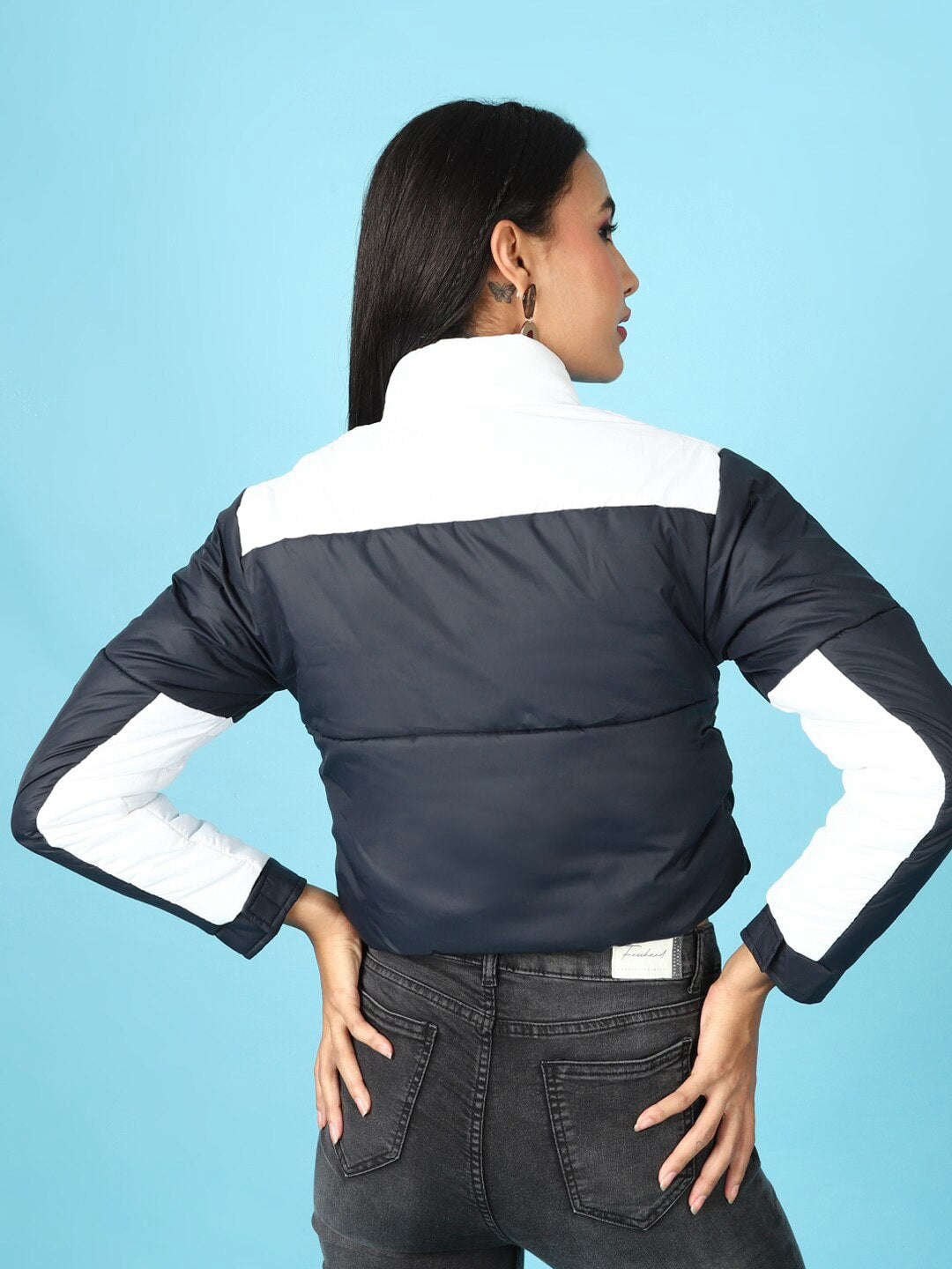 Women's Colorblock High Neck Jacket