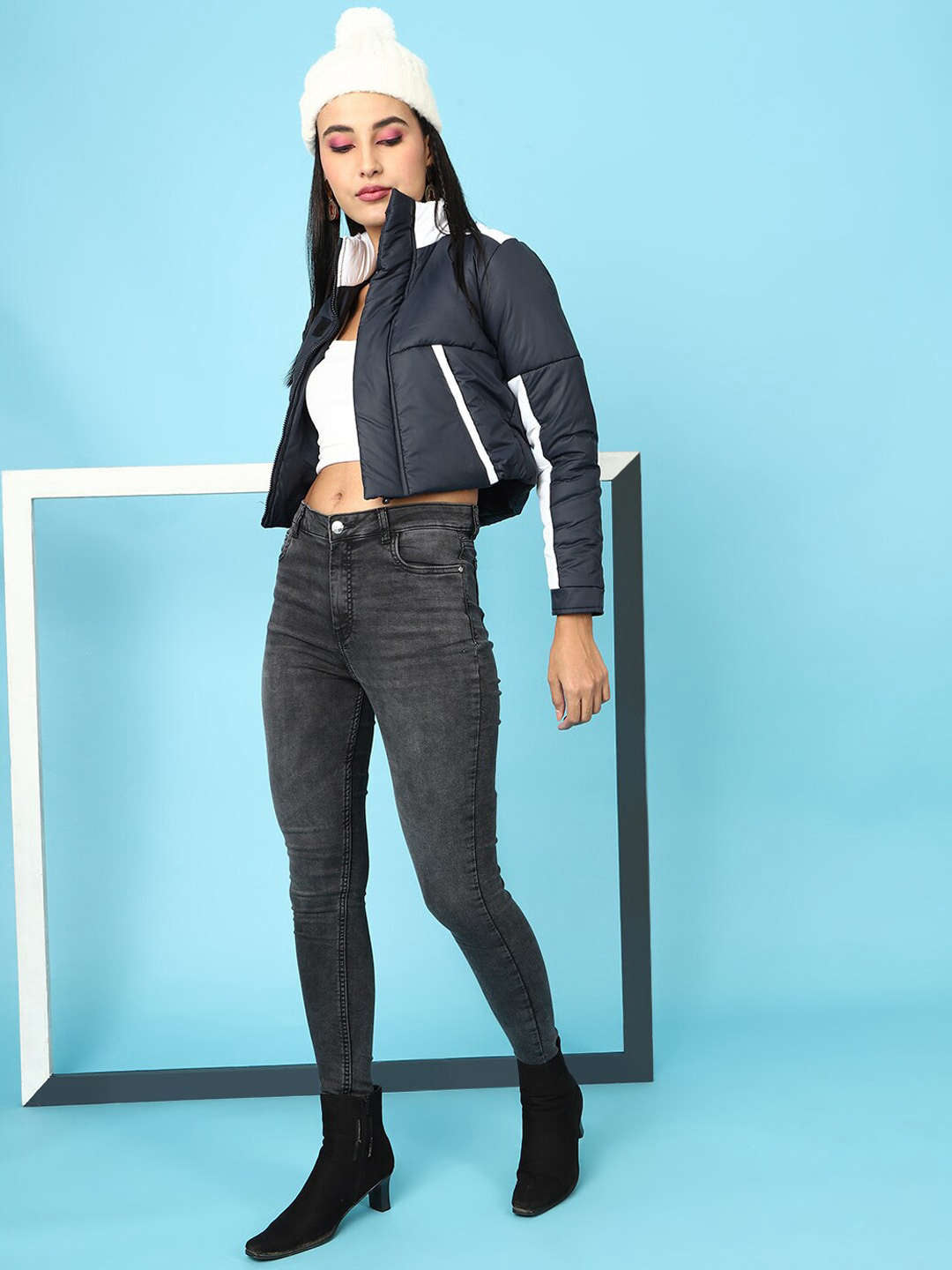 Women's Colorblock High Neck Jacket