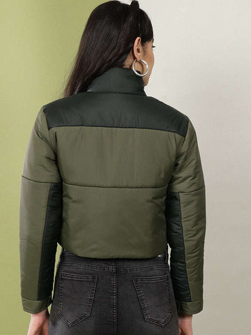 Women's Colorblock High Neck Jacket