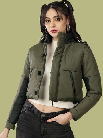 Women's Colorblock High Neck Jacket