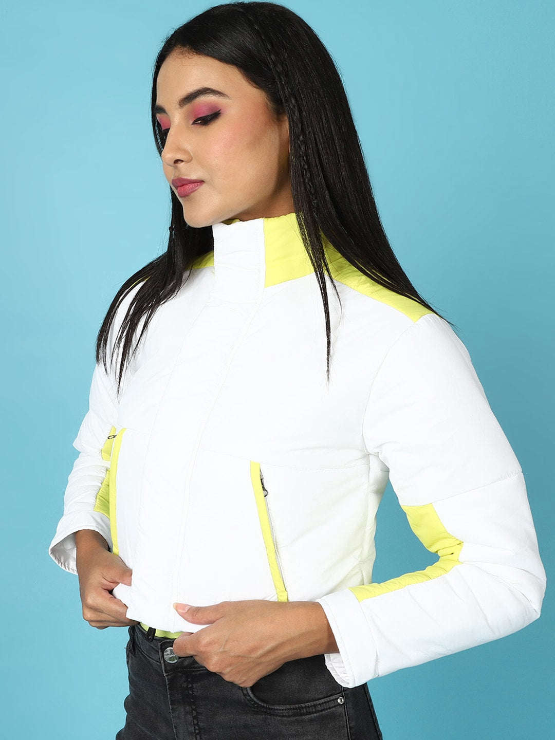 Women's Colorblock High Neck Jacket