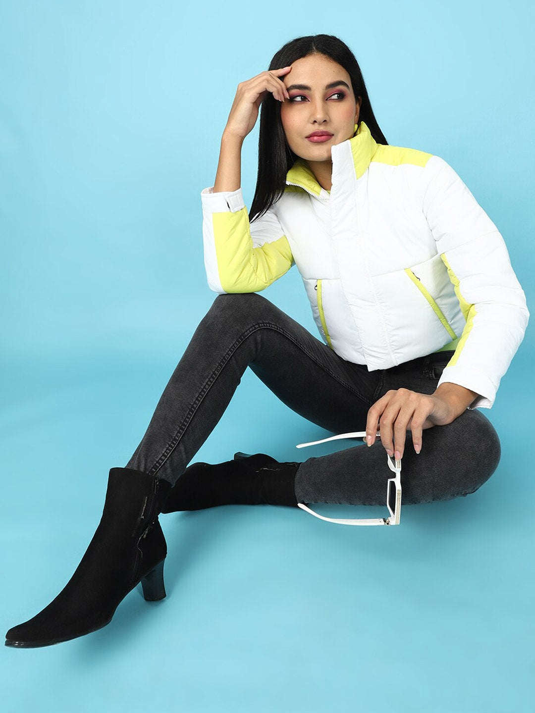 Women's Colorblock High Neck Jacket