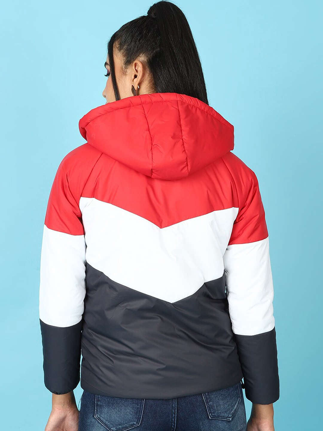Women's Colorblock Detachable Hood Jacket