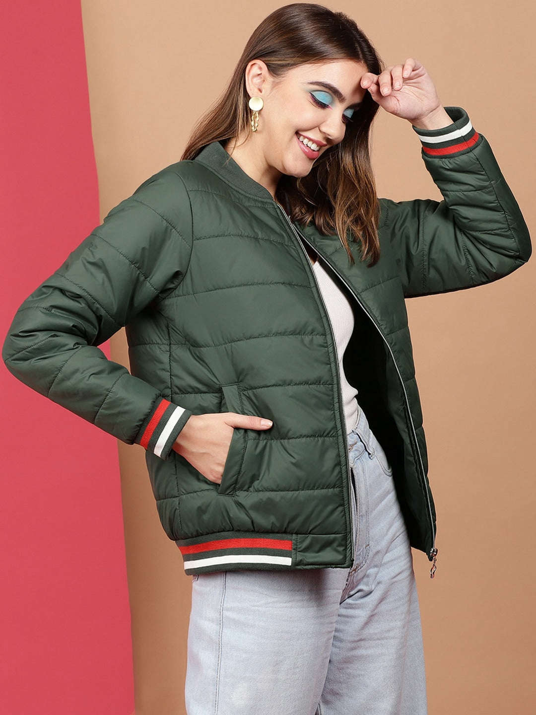 Women's Puffer Jacket With Rib