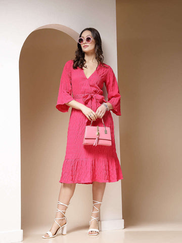 Women's Seer Sucker Wrap Dress With Belt