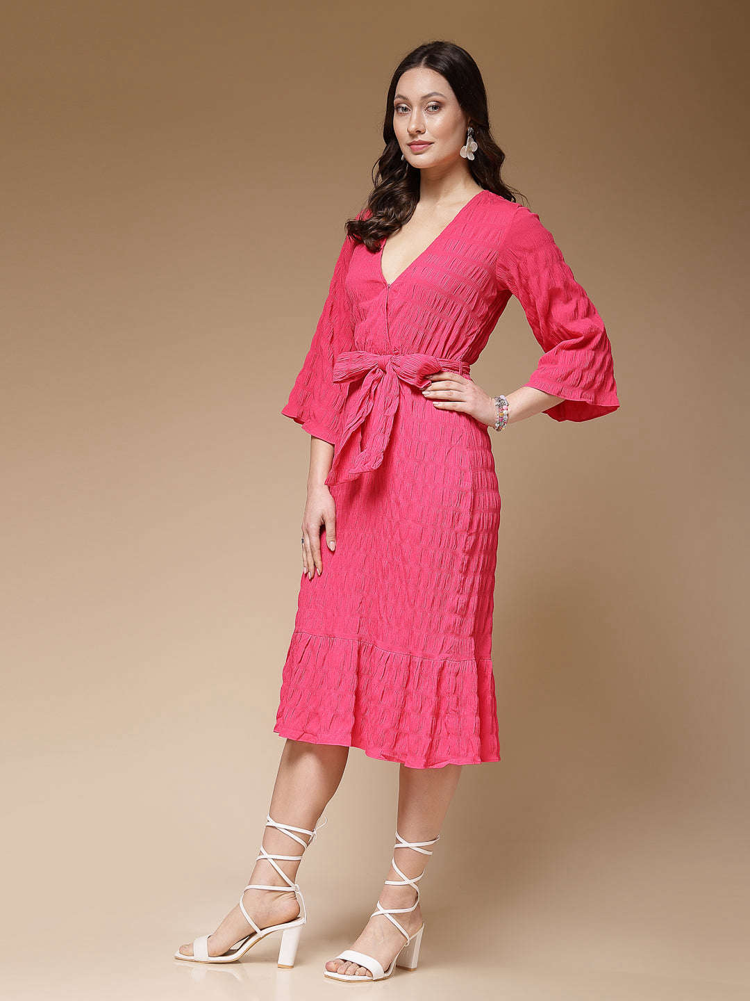 Women's Seer Sucker Wrap Dress With Belt