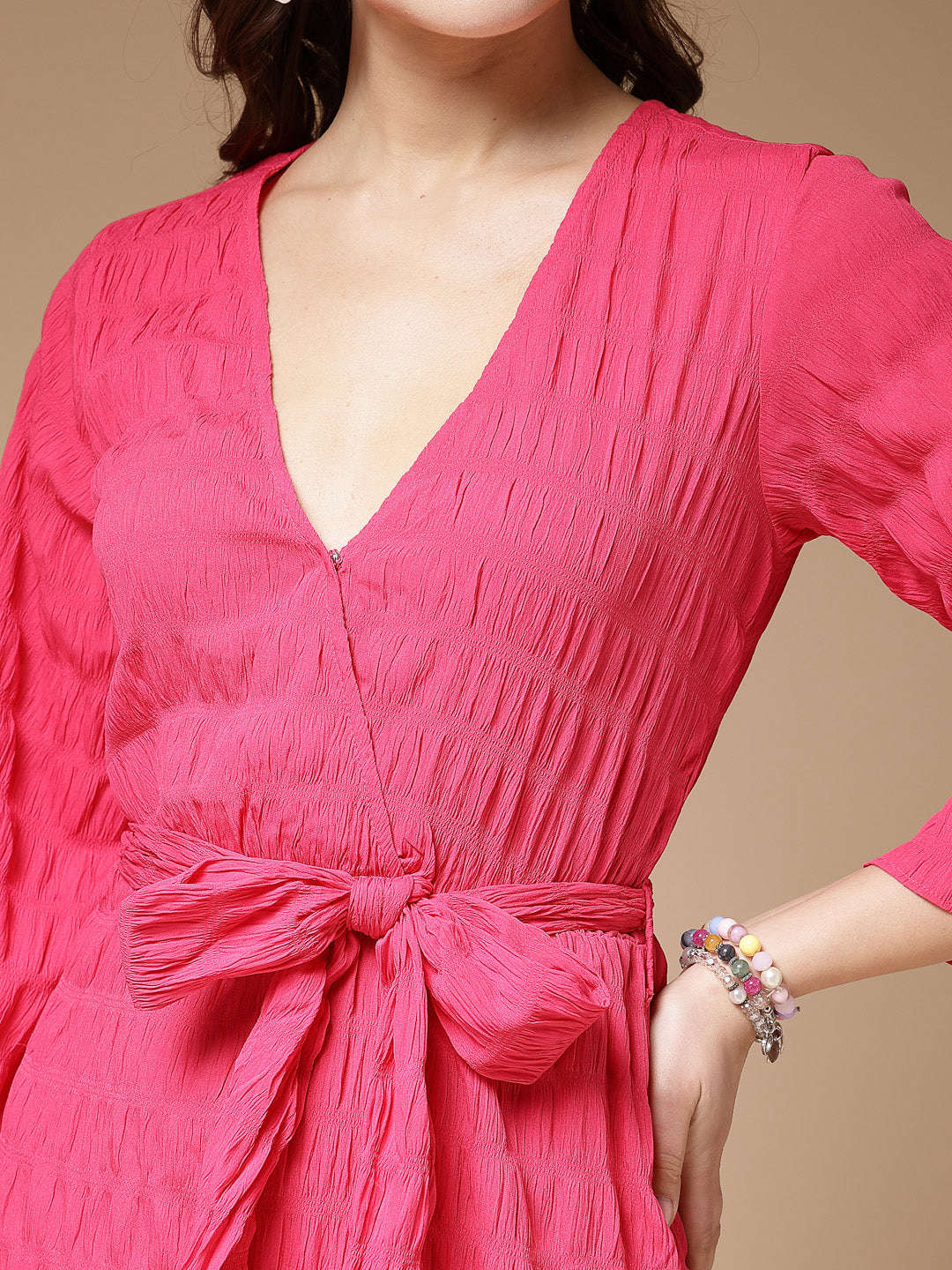 Women's Seer Sucker Wrap Dress With Belt