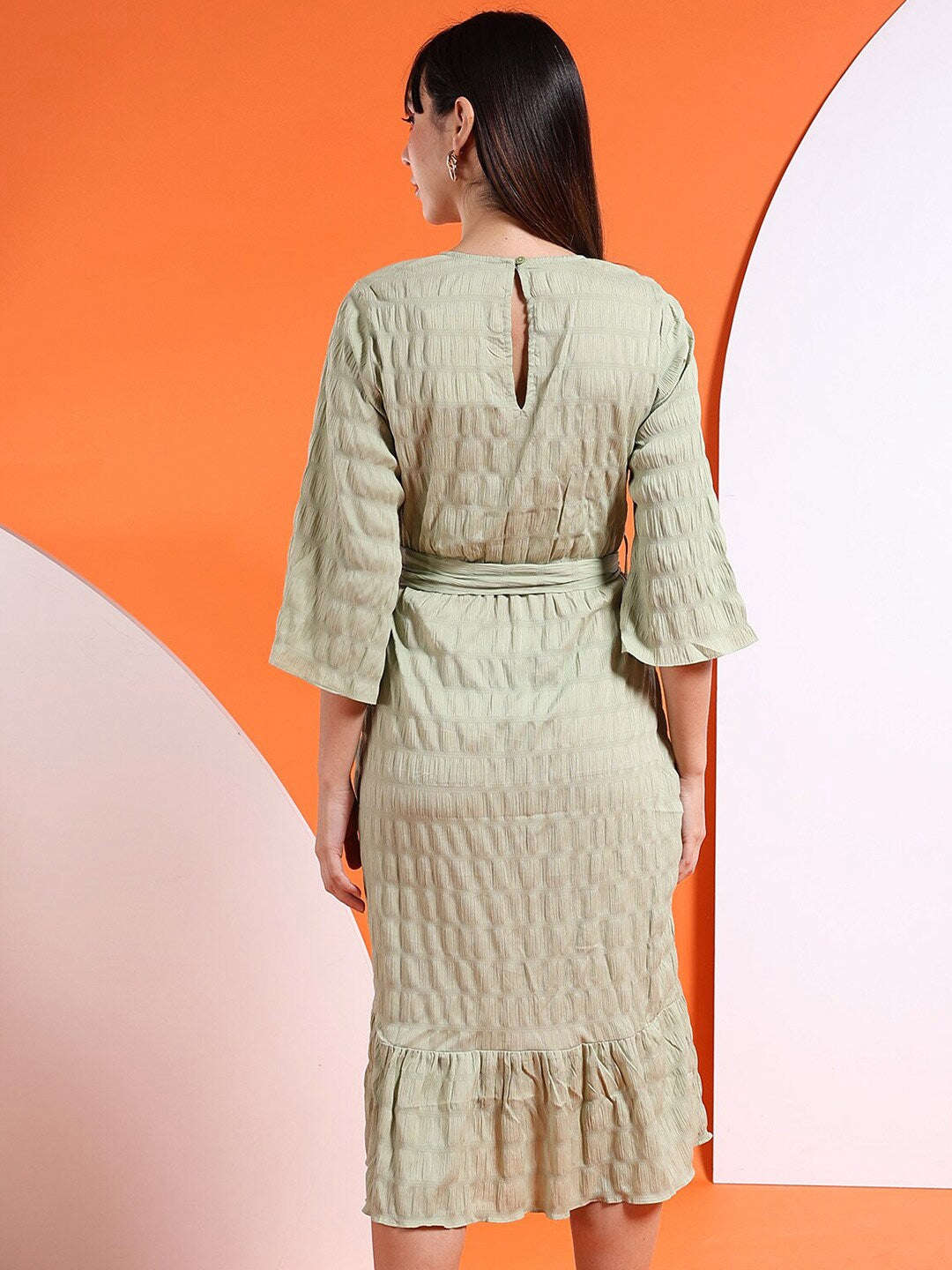 Women's Seer Sucker Wrap Dress With Belt