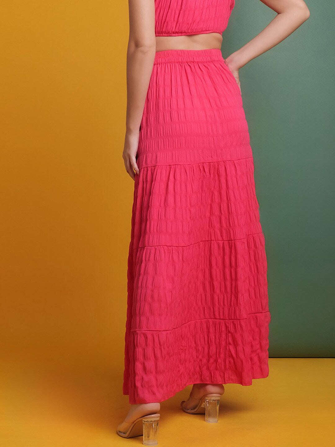 Women's Seer Sucker Elasticated Long Skirt