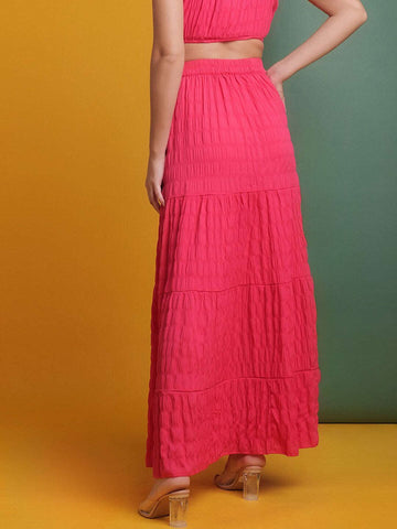 Women's Seer Sucker Elasticated Long Skirt