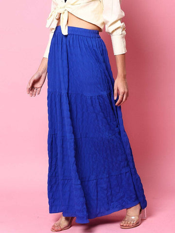 Women's Seer Sucker Elasticated Long Skirt