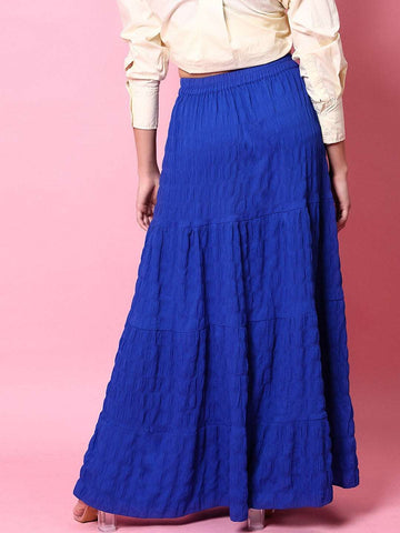 Women's Seer Sucker Elasticated Long Skirt